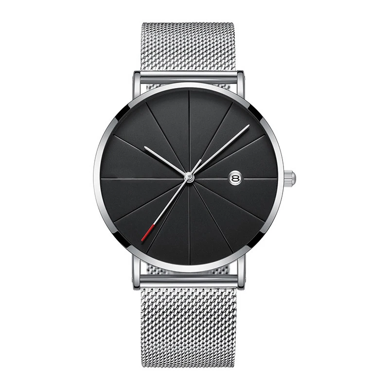 Fashion Mens Stainless Steel   Ultra-thin  Belt Wristwatch Calendar  Men Busines - $55.40