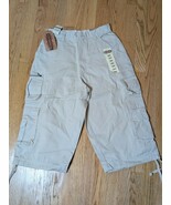 NWT Beige Khaki Extra Long Cargo Shorts Men&#39;s sz 32 Drawstring Leg Openi... - $24.60 CAD