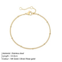 JUJIE 316L Stainless Steel Ball Chain Bracelet For Women Simple Gold Layered Thi - £7.98 GBP