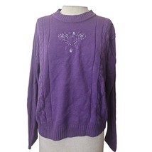 Vintage Purple Sequin Embellished Knit Sweater Size Small  - £19.38 GBP