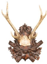 Plaque MOUNTAIN Lodge Antlers Deer Medium Chocolate Brown Resin Highly D... - $409.00