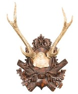 Plaque MOUNTAIN Lodge Antlers Deer Medium Chocolate Brown Resin Highly D... - £321.61 GBP