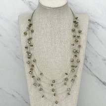 Chico&#39;s Multi Strand Wire Gold and Silver Tone Beaded Hook Clasp Necklace - £10.16 GBP