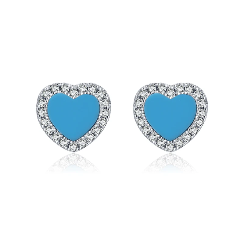 Rring solid 925 sterling silver romantic natural turquoise stud earrings for women fine thumb200
