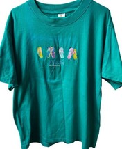 Antigua St Martin Embroidered Crew Neck Short Sleeve Green Tee Shirt Siz... - $10.31