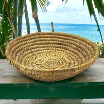 Vintage Coiled Woven Tan Brown Basket Star Design 11&quot; - $18.95