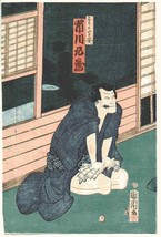 Antique Japan woodblock print- BAT MAN,Kunichika - £99.16 GBP