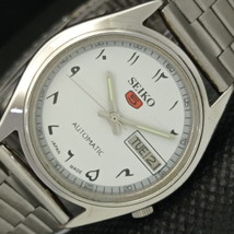 Genuine Vintage Seiko 5 Auto 7019A Japan Mens Arabic White Watch 608b-a315325-6 - £31.50 GBP