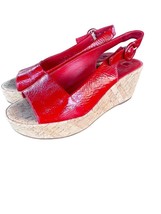Sandali con zeppa in pelle verniciata rosso Hogl, taglia 5-37,5 dollari ... - £74.46 GBP