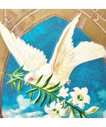 Easter Greetings 1909 Postcard Embossed White Dove Floral PCBG6D - $41.01 CAD
