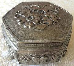 Vintage Silver-Plated Embossed Jewelry/Trinket Box (8166), Made in Japan - £20.26 GBP