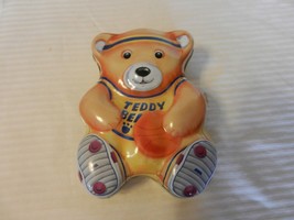 Decorative Metal Tin Teddy Bear in Basketball Uniform 7&quot; x 5.5&quot; x 2.5&quot; Deep - £19.77 GBP