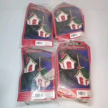 4 Holiday Time WINTER COTTAGE Sequined Gingerbread Christmas Ornament Kits - $37.40