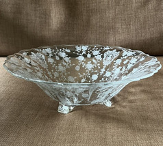 Cambridge Corinth With Rose Point Etched 11 1/2” Serving Bowl MCM Roses ... - $58.39
