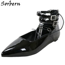 Ankle Strap Women Shoes Flats Pointy Toes Buckles Comfortable Retro Awful Cuban  - £206.03 GBP