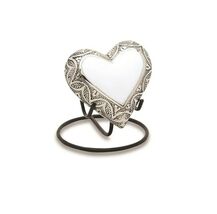 Grecian White 3 Cubic Inches Heart with Stand Keepsake Funeral Cremation... - $82.49