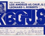 QSL Card K6GJS Los Angeles California Leonard Roberts 1955 - $9.90