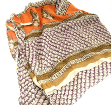 Knighbury Vintage Scarf Wrap Purple Brown Black Orange Tribal 40&quot; x 80&quot; ... - $17.81