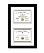 Black Double Diploma Frame with Mat - Holds Two 8.5x11-inch Documents - $44.99