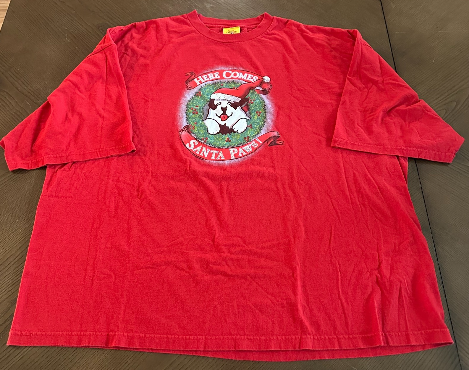 Big Dogs T Shirt Red Vintage Made in USA 1996 Santa Paws Christmas Size ... - $24.47