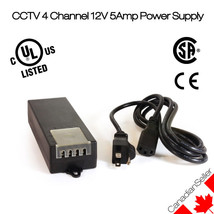 CCTV Power Supply 4 Port 12VDC 5Amp CSA UL CE Listed for Security Analog... - £12.84 GBP