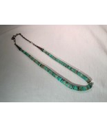 Vintage Handmade Navajo Heist Turquoise Bead Disk Sterling Silver Neckla... - $246.51