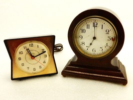 Lot of 2 Vintage Clocks, Westclox Alarm, New Haven Mini Mantel, For Parts Only - £23.83 GBP