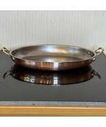 Vtg Solid Copper Gratin Pan Stainless Steel Lined Oval Casserole Fish Fr... - €49,11 EUR
