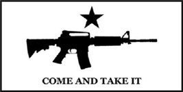 Texas Come and Take it White Machine Gun Decal Vinyl Bumper Sticker (3.75&quot;x7.5&quot;) - £18.09 GBP