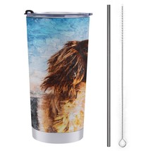 Mondxflaur Watercolor Dog Steel Thermal Mug Thermos with Straw for Coffee - £16.72 GBP