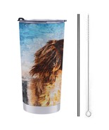 Mondxflaur Watercolor Dog Steel Thermal Mug Thermos with Straw for Coffee - $395.41 MXN