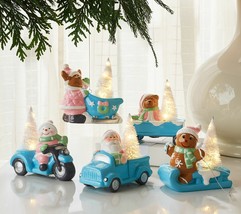 S/5 Illuminated Holiday Characters with Gift Bags by Valerie - $58.16