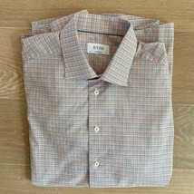 Eton Men&#39;s Contemporary Fit Twill Button Down Long Sleeve Checked Shirt 17.5 XL - £23.25 GBP