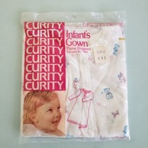 Infant&#39;s Gown Vintage Curity  White with animal pattern New Old Stock - $23.76