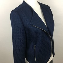 NWT Trouve Womens Blazer Size Large Open Front Navy Jacket Faux Zippered... - $40.05