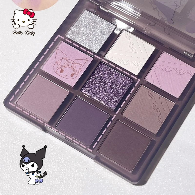 Kawaii Hello Kitty Makeup Kuromi 9 Color Eyeshadow Palette Y2K Girls Anime - £8.24 GBP+