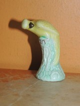 Mud Bird 2.25&quot; yellow mark China Mudman Antique c1910 dove parrot longtail - $42.74