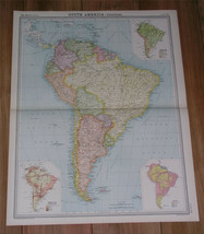 1922 Map Of South America / Races / Brazil Argenina Chile Ecuador Colombia - £20.15 GBP