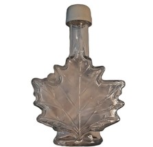 Canadian Maple Leaf Shape Clear Glass Syrup Bottle with Lid Embossed Empty - £24.08 GBP