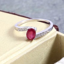 925 Silver Ruby Promise Ring 5x7 mm oval Ruby Band 1.1 Ct Ruby Engagemen... - £31.86 GBP