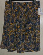 Nwt Womens Lu La Roe Madison Blues &amp; Golds Roses Print Pull On Knit Skirt Size 2XL - £22.13 GBP