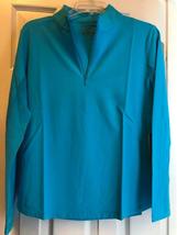 NWT IBKUL SOLID VIVID TURQUOISE Long Sleeve Mock Golf Shirt - S M L XL & XXL image 2
