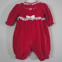 Sesame Street Red Plush White Lace Holiday Rose Long Leg One Piece Romper 3-6 mo - £3.85 GBP