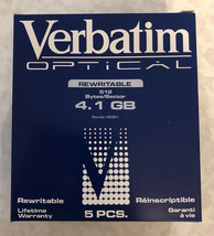 5x Verbatim 92841 Optical Rewritable 4.1GB 5.25" Disks 130mm Disc - NEW - $48.99