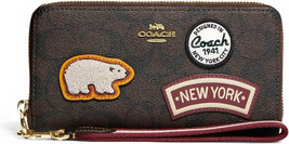 Coach Womens Brown Signature Canvas Ski Patches Long Zip Around Wallet. 8085-9 - £102.80 GBP