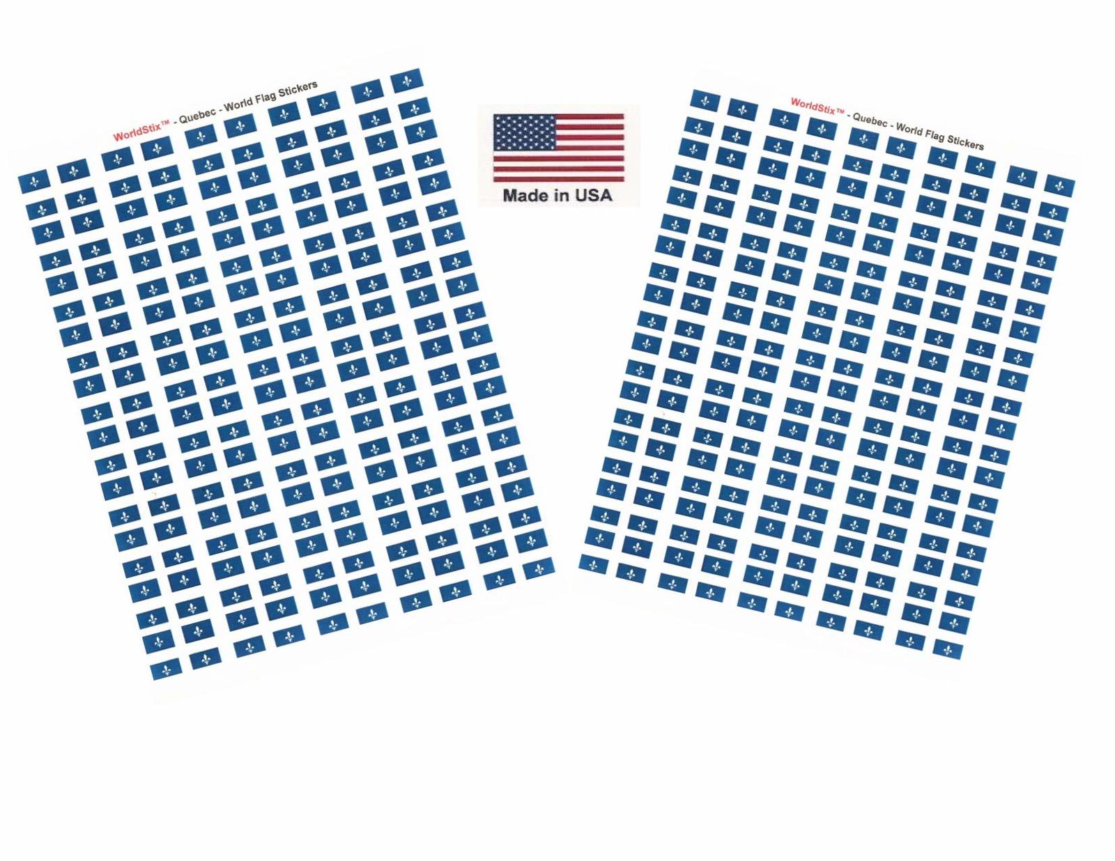 Made in USA! 100 Quebec 1.5&quot; x 1&quot; Self Adhesive Flag Stickers, Two Sheet... - $9.95