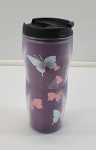 Vintage Starbucks Coffee Purple Butterfly Tumbler 16oz 8&quot; High - $9.89