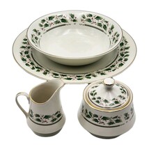 Royal Limited Holly Holiday Set Platter Vegetable Bowl Creamer Sugar Bow... - $39.99