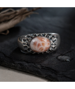 Indonesian Pink Opal Ring 7x10mm 925 Silver Adjustable Boho Healing Jewelry - $35.00