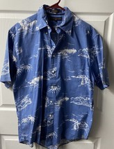 Tommy Hilfiger Golf Short Sleeved Button Up Shirt Mens M Blue Hawaiian Print - £11.73 GBP